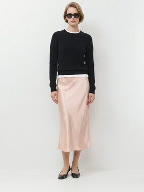 Aritzia Satin A-Line Long Skirt - Color Denude